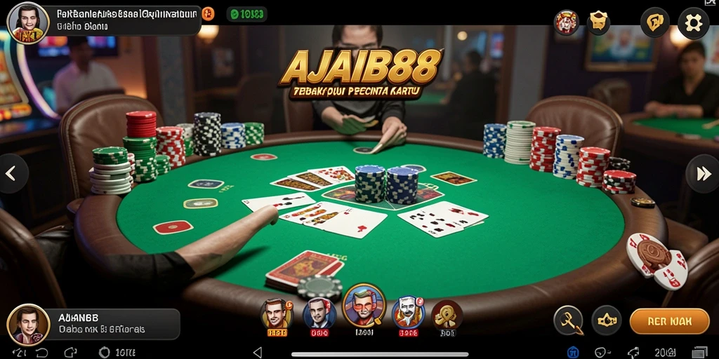 Screenshot AJAIB88 menampilkan suasana seru permainan Poker.
