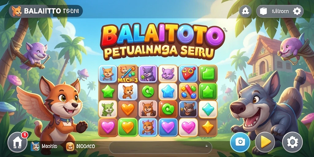 Tangkapan layar gameplay BALAITOTO menampilkan kombinasi elemen yang cerah.