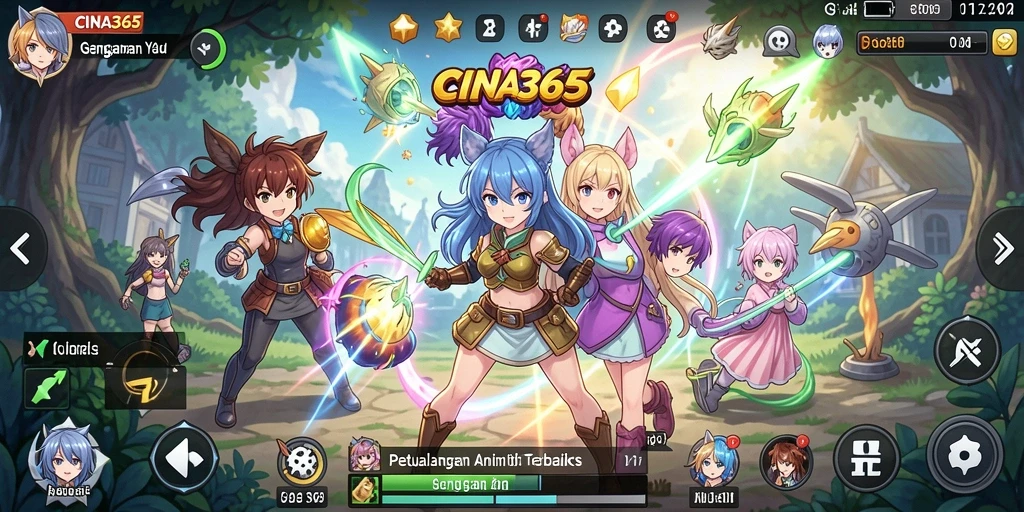 Tangkapan layar CINA365 menampilkan gameplay anime yang seru dan menarik.