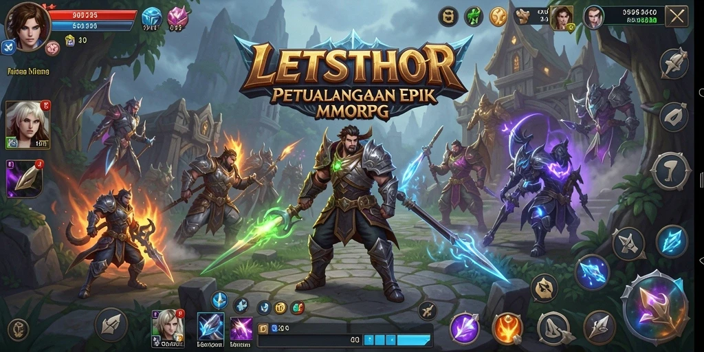Tampilan gameplay LETSTHOR yang menakjubkan dalam dunia MMORPG.