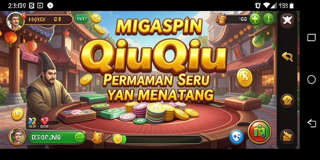 Tampilan gameplay seru di MIGASPIN dengan suasana QiuQiu.