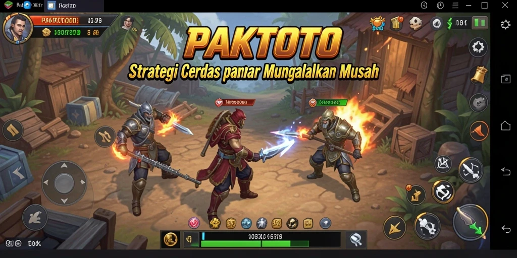 Screenshot PAKTOTO menampilkan aksi pertempuran strategi yang intens.