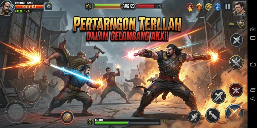 Tangkapan layar menunjukkan aksi intens PAUS123 dalam pertempuran Battle Royale.