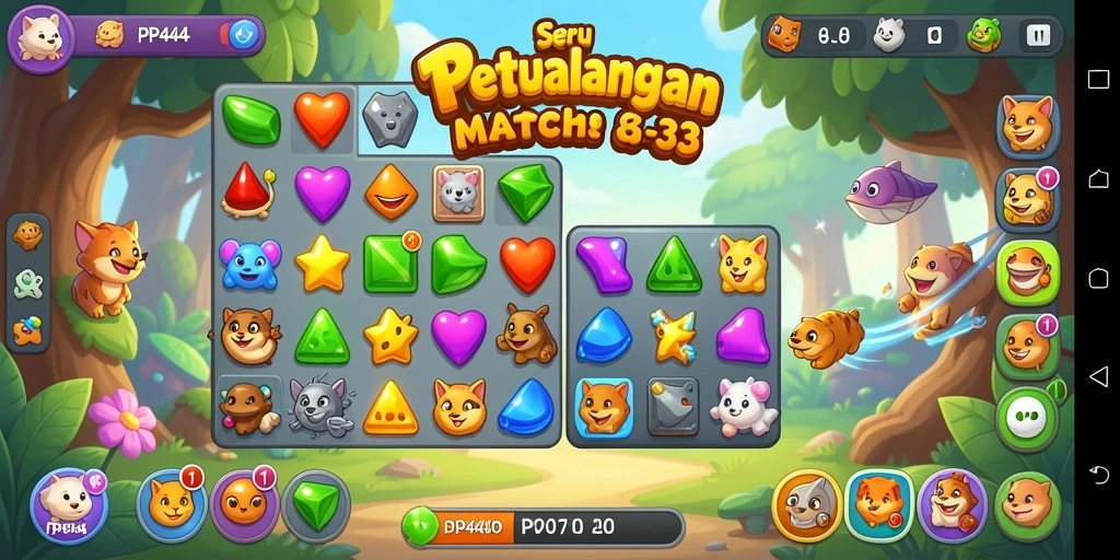 Tangkapan layar gameplay seru dalam game Match-3 PP444.