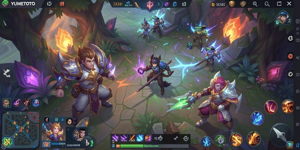 Tampilan gameplay seru dari YUMETOTO dengan aksi MOBA yang mendebarkan.